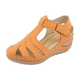 thumbnail image 1 of OAVQHLG3B Women's Low Wedge Sandals Ankle Hollow Round Toe Sandals Comfortable Soft Sole Shoes, 1 of 6