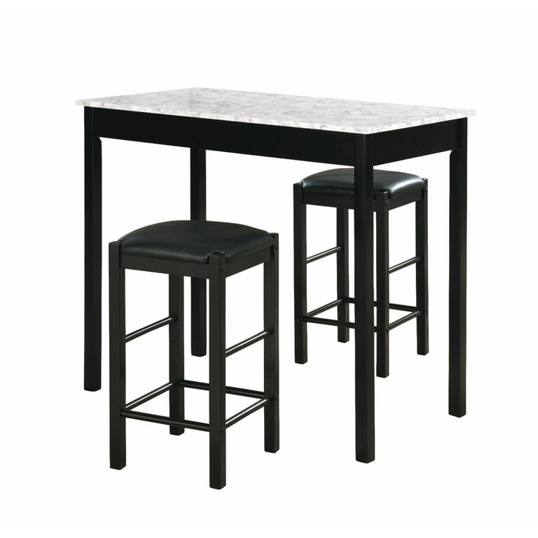 Linon black 3 piece outlet faux marble tavern set