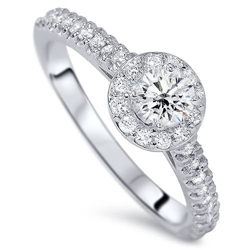 Pompeii 1/2CT Halo Diamond Engagement Ring 14K White Gold (G/H,I1-I2)