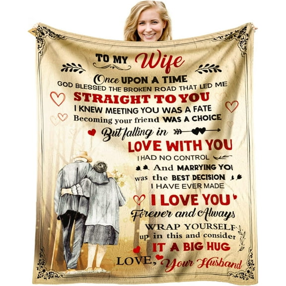 Christmas Wife Gifts, Wedding Anniversary Romantic Gift for Wife/Her/Women, Wife Gifts for Christmas from Husband, Birthday Gifts for Wife, Xmas Gifts for Wife, to My Wife Throw Blanket