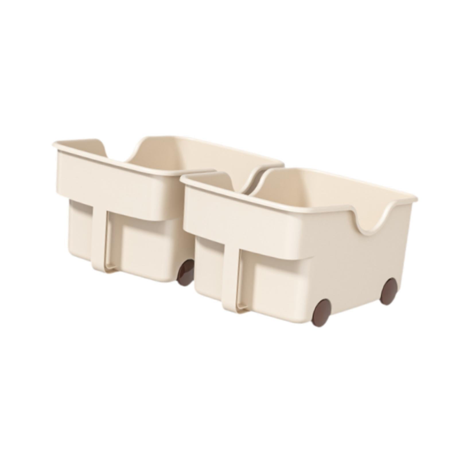 Baoblaze 2Pcs Kitchen Cabinet Organizer Bin Storage Box Food Organizing Deep Wheeled Container for under Sink Kitchen Countertop Sewer