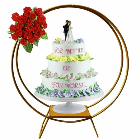 

80cm Double Hoop Cake Stand Flower Stand Floral Holder Wedding Decor Arch Back Gold