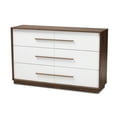 thumbnail image 2 of Baxton Studio Mette Mid-Century Modern White and Walnut Finished 6-Drawer Wood Dresser, 2 of 8