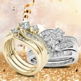 thumbnail image 6 of Jierger Silver Gold Promise Rings Delicate Design Knot Set Diamond Fashion Ring Light High Grade Ring Three in One Wedding Band Set Diamond Proposal Ring Inlaid Zircon Engagement Ring for Women, 6 of 6