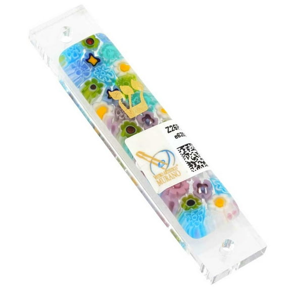 GlassOfVenice Murano Glass Mezuzah - Pastels Millefiori