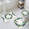 thumbnail image 3 of Summer Grape Wreath Bathroom Rugs Set Country Watercolor Purple Grapes Green Leaf Non Slip Absorbent Soft Bath Mats 3 Piece Set with Bathroom Rug, U-Shaped Floor Mat, Toilet Seat Cover Small Size, 3 of 9