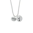 thumbnail image 2 of Delight Jewelry Silvertone Marathon with Clear Crystal Roman Numeral Silvertone Script Initial Disc - T - Charm Necklace, 20"+3", 2 of 4