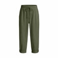 thumbnail image 3 of JJHGVB capris pants women's capris Cropped Pant gaucho pants for women Drawstring Pants Casual Loose Pants capri lounge pants mid-calf length Slacks Straight Leg Pants High Waist Green M, 3 of 4