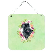 Carolines Treasures CK4338DS66 Giant Schnauzer Green Flowers Wall or Door Hanging Prints 6x6 multicolor