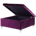 thumbnail image 3 of Posh Living Joshua Velvet Square Storage Ottoman with Lucite Legs in Purple, 3 of 8