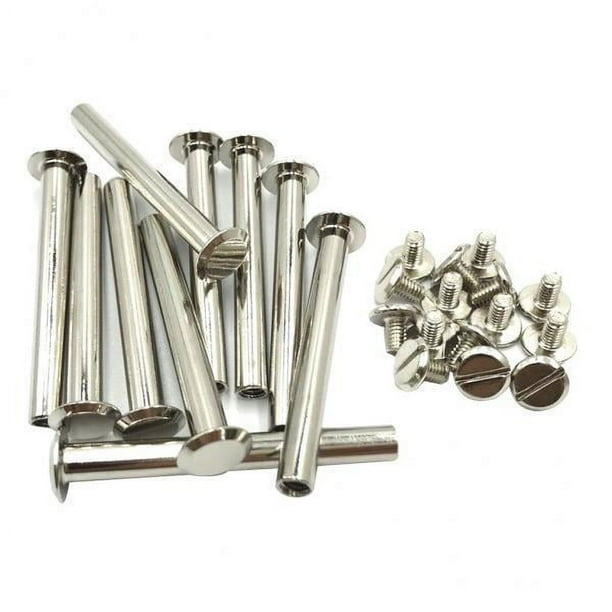 Juego Surtido de Tornillos Plateados, Postes de Tornillos, Botón de Remache de Uñas de Metal, Decoración de Cuero Artesanal, Encuadernación con Cabeza 6 piezas