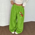 thumbnail image 2 of Women's Casual Christmas Print Elastic Waist Loose Fit With Plush Wide Leg Pants, 2 of 2