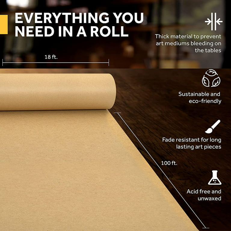 Kraft Brown Wrapping Paper Roll 18 x 2,400 (200 ft) – 100% Recyclable Craft Construction and Packing Paper for Use in Moving, Bulletin Board