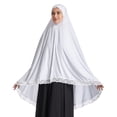 thumbnail image 4 of HAOTAGS Women's Milk Silk Solid Color Long Hijab Stretchy Muslim Head Scarf,White L, 4 of 8