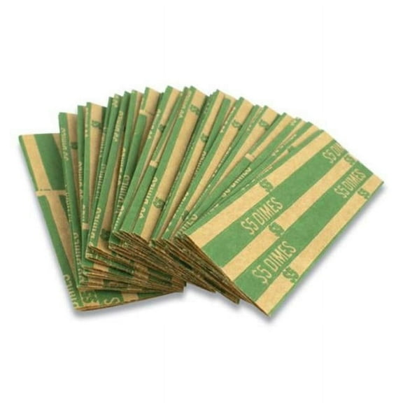 Flat Tubular Coin Wrap, Green - Dimes