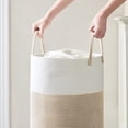 thumbnail image 3 of Cotton Rope Laundry Hamper by , 58L - Woven Collapsible Laundry Hamper - Blanket Storage Basket, Laundry Room Organization, Bedroom Storage, Clothes Hamper - Brown and White, 3 of 5