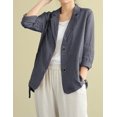 thumbnail image 2 of Blazer de lino de algodón para mujer, manga larga, holgado, casual, chamarra Gris oscuro G Gris oscuro G Xishao ropa, 2 of 2