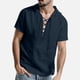 thumbnail image 5 of Camisas Para Hombre Camiseta de manga corta con cordón y capucha Vintage de lino y algodón para viajes de ocio de primavera y verano para hombre (Navy, XL), 5 of 7