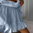 thumbnail image 6 of FRSASU Women's Frill Trim Ruffle Hem Shirred High Waist Shorts, Boho Casual Spring & Summer Tiered Layer Skirts Sky Blue, 6 of 7