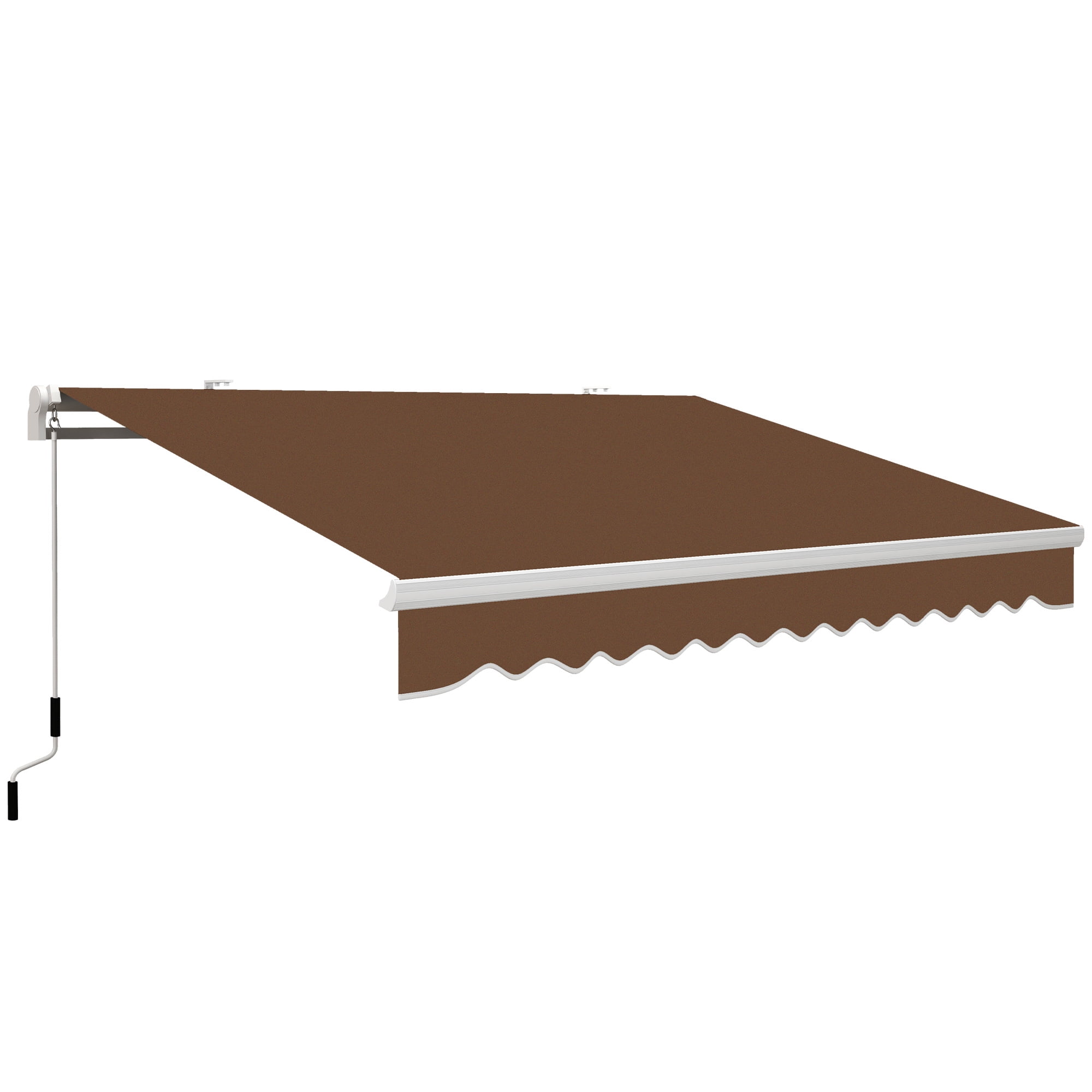 Outsunny 13' x 8' Manual Retractable Awning Sun Shade Shelter for Patio Deck Yard with UV Protection and Easy Crank Opening, Coffee Brown