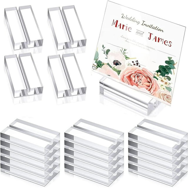 ; Large Clear Acrylic Sign Holders Wedding Sign Holder with Card Slot Perfect for Retail Shop Cafe Events DIY Wedding Table Signs Holder Table Number Cards Food Sign