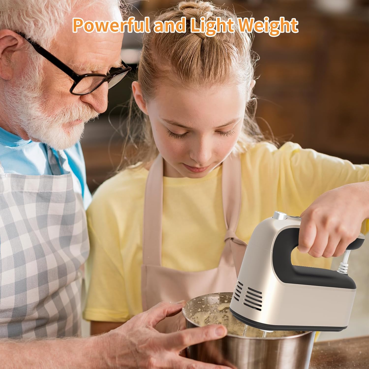 400W DC Motor Digital Hand Mixer with Storage Case, 5 Stainless Steel Accessories including Beaters, Dough Hooks and Whisk