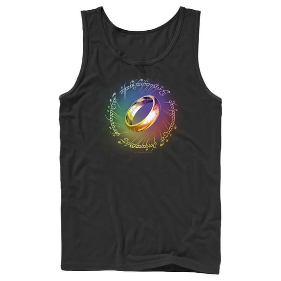 Men's The Lord of the Rings Fellowship of the Ring Rainbow Ring Tank Top Black X Large