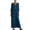 Blue, variant on Women's V Neck Three Quarter Sleeve Maxi Dress Button Placket Loose Fit Casual Summer Linen Blend Caftan Dress