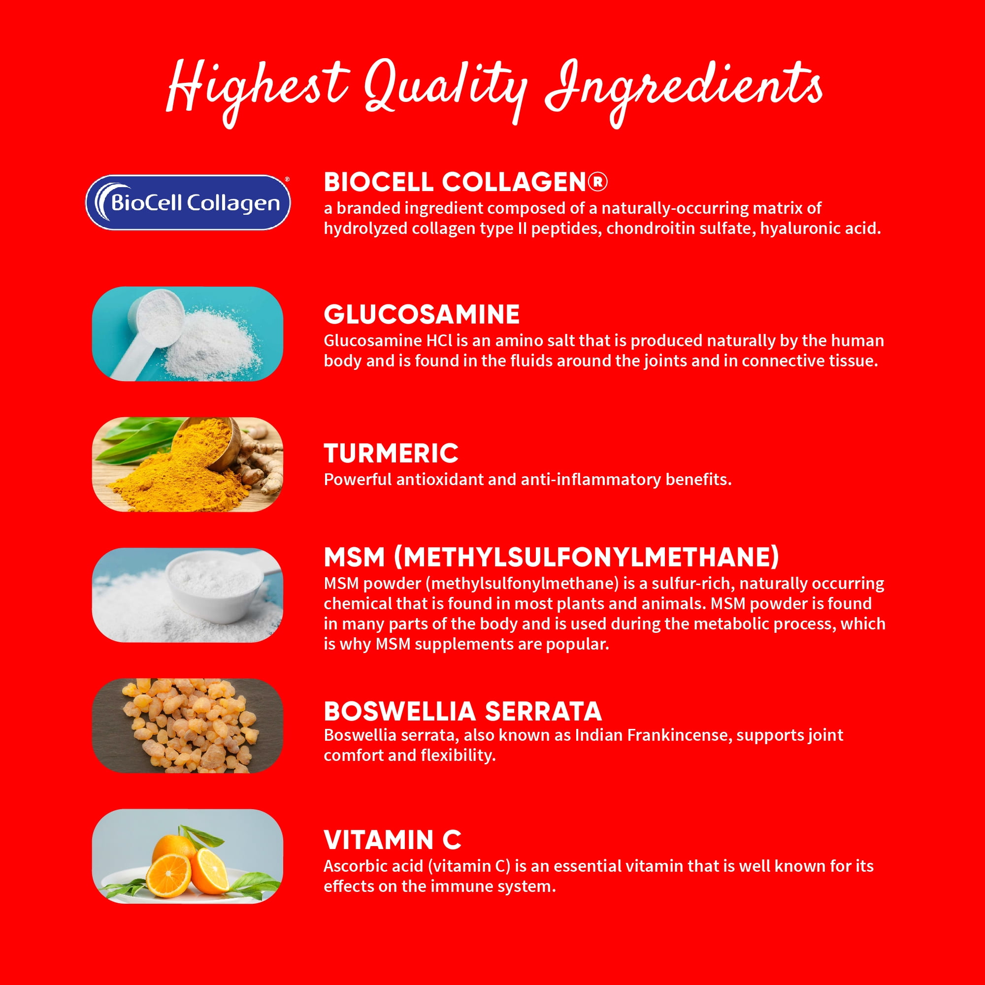 Health Logics Healthy Joints | Joint Supplement with BioCell Collagen, Glucosamine, MSM, Vitamin C, Turmeric Extract 95% Curcuminoids, Boswellia Serrata | Support Joint Comfort | Non-GMO | 90 Capsules