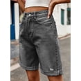 thumbnail image 2 of OYYN Women's Jean Shorts Y2K High Waist Baggy Wide Leg Denim Shorts Rolled Cuff Distressed Jorts for Summer Streetwear, 2 of 6
