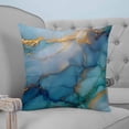thumbnail image 4 of Pillow Covers 16x16 Set of 2, Turquoise Blue Marble Throw Pillow Covers Decorative Couch Cushion Cover, Modern Teal Gold Geometric Microfiber Soft Square Pillowcases for Bedroom Living Room Sofa, 4 of 7