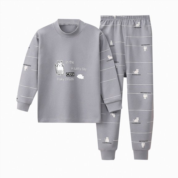 masbird Toddler Girls Boys Dailywear Outfits Set 2-piece Pajamas Sleepwear Pjs for Baby Spring Fall Winter Kids Loungewear Set for 6-24 Months 2t 3t 4t 5t 6t 7t 8t 9t(Grey,4-5 Y)