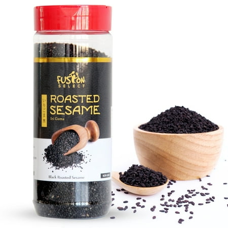 Fusion Select Roasted Sesame Seeds - Natural Toasted Sesame Seed - Crispy, Crunchy, Nutty Taste for Asian, Mediterranean & Middle Eastern Cuisine - Salad, Soup, Noodle & Sushi Topping (Black)