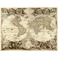 thumbnail image 2 of Vintage Maps 32x25 White Modern Wood Framed Museum Art Print Titled - Globe in 1708 World, 2 of 4