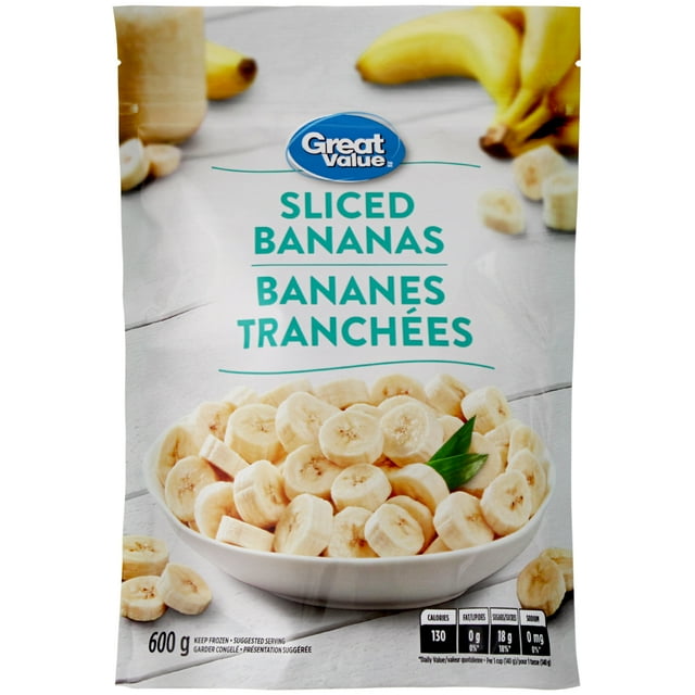 Great Value Frozen Sliced Bananas, 600 g