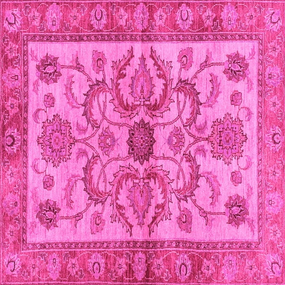 Ahgly Company Indoor Square Abstract Pink Modern Area Rugs, 7' Square