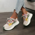 thumbnail image 2 of Women's Platform Slip On Sneakers Color Blocking Wide Toe Box Non Slip Running Shoes Breathable Casual Shoes Green Size 5.5, 2 of 6