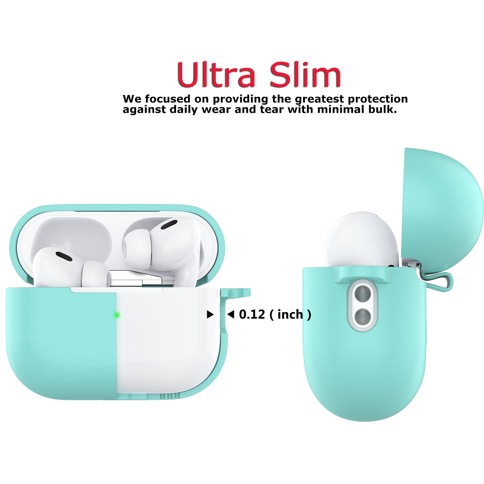 Étui Coque AirPods Pro 2, Nemteur Apple Pro 2nd Generation Slim Silicone  Case Cover, Front LED sichtbar, Skin Full Protective Case mit AirPods Pro 2