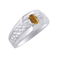 thumbnail image 4 of RYLOS Men's Rings Sterling Silver Classic Nugget 6X4MM Oval Gemstone & Diamond Ring Tiger Eye November Birthstone Ring Size 10, 4 of 7