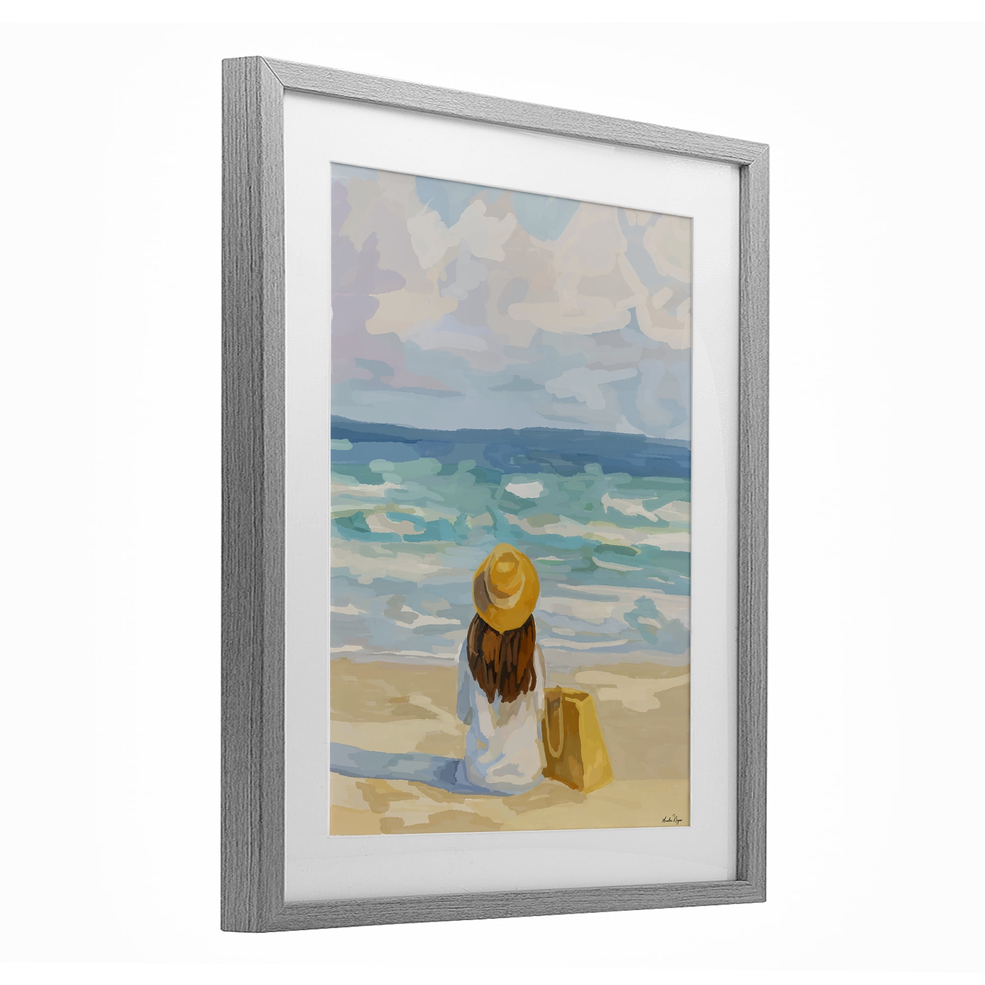 Stupell Industries Peaceful At The Beach Gray Framed Print Under Glass, design by Amelia Noyes