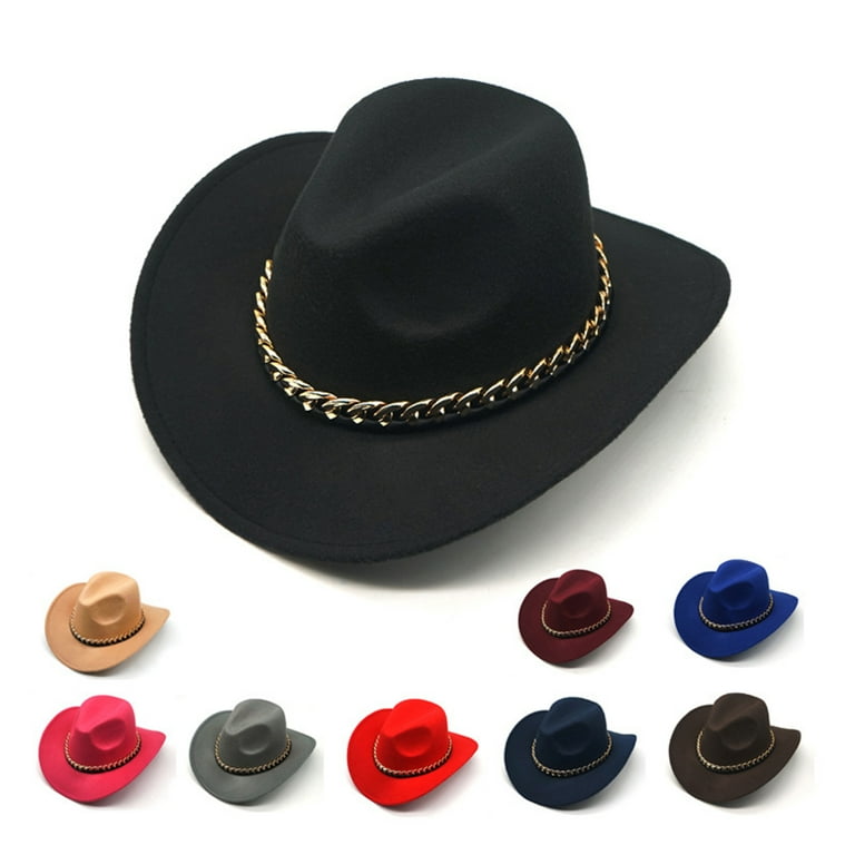 帽子 wicagrocery High Crown Long Brim Hesroicy Unisex Vintage Wide Brim Warm Hat Western Cowboy