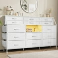 thumbnail image 1 of Dresser for Bedroom with 14 Fabric Drawers, Chest of Drawers, Bedroom Dresser with Metal Frame and Wood Top Open Shelves for Bedroom for Living Room, Bedroom, Closet, 1 of 9