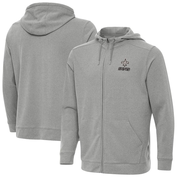 Men's Antigua Heather Gray New Orleans Saints Effortless Full-Zip Hoodie Jacket