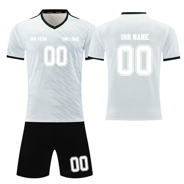 Custom Football Kit Set for Adult and Child, Name Number Team Logo DIY Family Match Personalized Jersey Shirt Shorts Set, Dad and Son Matching Outfits White M