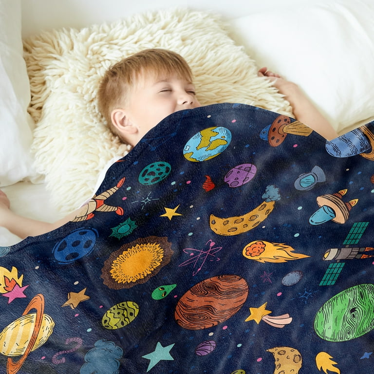 Space Astronaut Throw Blanket Soft Plush Flannel Blanket for Baby Girls Boys Space Themed Bedroom Decor Blankets for Couch Sofa 40