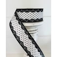 thumbnail image 2 of 1.5"x10YD Black/White Raised Swiss Dot Lace Wired Ribbon - Elegant Texture for Timeless Crafts and Decor-RG08817L6, 2 of 3