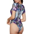 thumbnail image 2 of Balery Purple Marble Texture Body de cuello redondo de manga corta para mujer Tops de manga corta Tops básicos-Small, 2 of 7