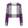 thumbnail image 4 of XUNKUSGA Cropped Sweatshirt For Women Plaid Floral Round Neck Long Sleeve Shirts For Women Fashion Casual Loose Sweatshirt For Women S-2XL, 4 of 5