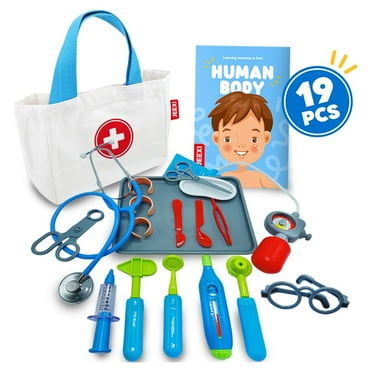 Durable Doctor Kit for Kids - 19 Pieces, Pretend Play Educational Doctor Toys, Medical Kit Stethoscope Doctor Role Play, Doctor Playset for Toddler Boys Girls 3 4 5 6 7 8