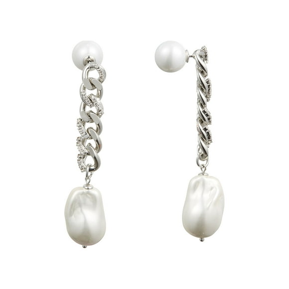 Baroque Pearl Chain Drop Earrings